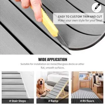EVA Foam Boat Flooring with 3M Adhesive Backing Boat Decking Foam Self-Adhesive Sea Deck Boat Flooring 94.5"x47.2"/35.4",47.2"x16.1" EVA Foam Decking Sheet for Jon Boats Swim Platform RV Floor