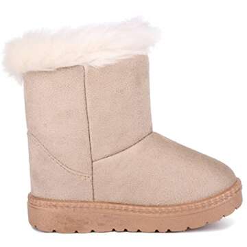 Femizee Warm Winter Snow Boots for Toddlers in Beige