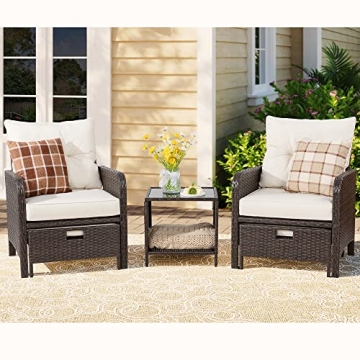 Vongrasig 5 Piece Wicker Patio Furniture Set for Outdoors