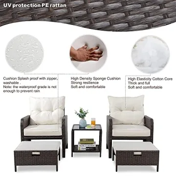 Vongrasig 5 Piece Wicker Patio Furniture Set for Outdoors