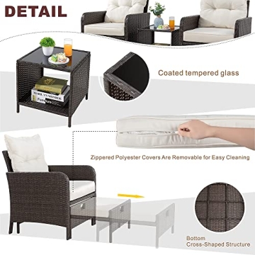 Vongrasig 5 Piece Wicker Patio Furniture Set for Outdoors