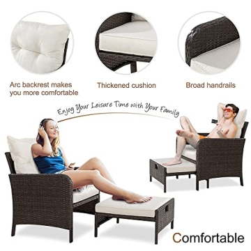 Vongrasig 5 Piece Wicker Patio Furniture Set for Outdoors