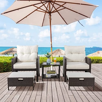 Vongrasig 5 Piece Wicker Patio Furniture Set for Outdoors