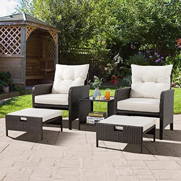 Vongrasig 5 Piece Wicker Patio Furniture Set for Outdoors