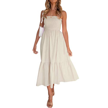 ZESICA Women's Strapless Maxi Dress for Summer Fun
