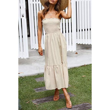 ZESICA Women's Strapless Maxi Dress for Summer Fun
