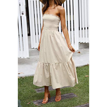 ZESICA Women's Strapless Maxi Dress for Summer Fun