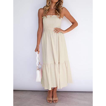 ZESICA Women's Strapless Maxi Dress for Summer Fun