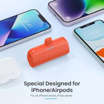 Mini Portable Charger for iPhone - 5200mAh Power Bank