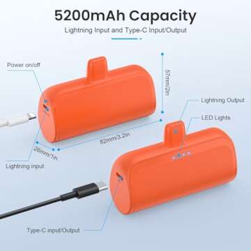 Mini Portable Charger for iPhone - 5200mAh Power Bank