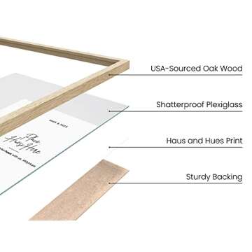 HAUS AND HUES 8"x10" Beige Oak Wood Picture Frame Set of 4-8x10 Wood Picture Frame, 8x10 Frames 4 Pa...