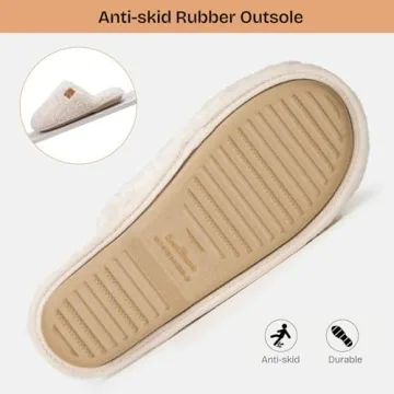 Fuzzy Slip-On Slippers for Women - Cream White