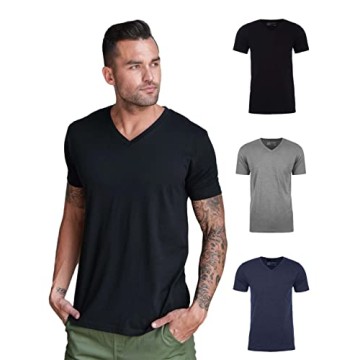 Premium Men's V-Neck T-Shirts 3-Pack - Soft, Breathable & Fitted
