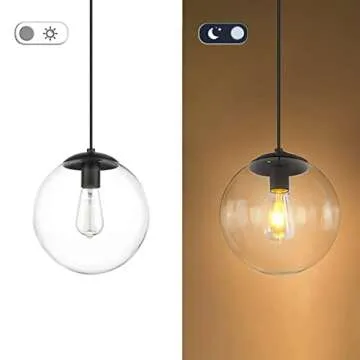KoKo&Yukina Globe Pendant Lighting for Kitchen Island Mid Century Modern Hanging Light Fixture with Clear Globe Glass Black Industrial Hanging Ceiling Lights for Sink Bathroom Entryway