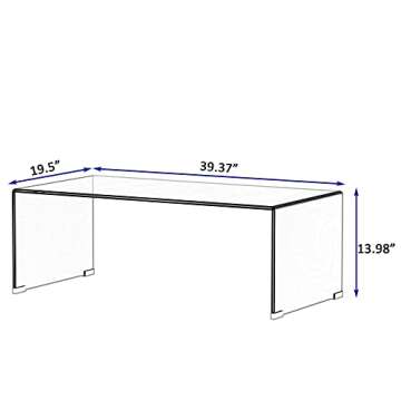 Meihua Glass Coffee Table for Living Room, Clear Coffee Table with 0.47 inch Tempered Glass, Small M...