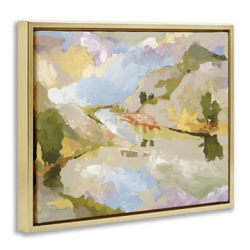 Stupell Industries Abstract Mountain Reflection Painting Floating Framed Wall Art, Design by Trevor Copenhaver