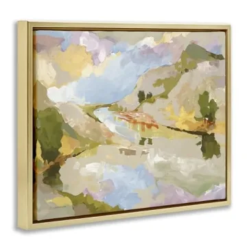 Stupell Industries Abstract Mountain Reflection Painting Floating Framed Wall Art, Design by Trevor Copenhaver