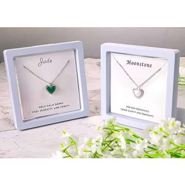 SmileBelle Jade Necklace Heart Necklace for Teens, Green Necklace for Crystal Necklaces as Valentines Day Gifts, Small Heart Pendant Necklace Jade Jewelry for Women as Birthday Gifts for Her