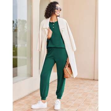 Ekouaer Women's Cozy Lounge Pajama Set with Pockets