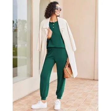 Ekouaer Women's Cozy Lounge Pajama Set with Pockets