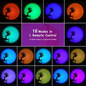 SHEDALED 16 Colors Sunset Lamp with Remote Control