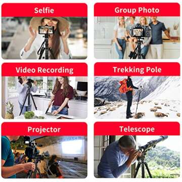 Tripod for Camera • 68" Camera Tripod & Monopod with 360° Ball Head • Lightweight Aluminum Travel Tripod with Bag • Extra 1/4" QR Plate and Phone Holder • Compatible with Canon Nikon Sony and iPhone