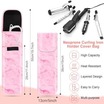 Shappy 2 Pieces Flat Iron Travel Case Heat Resistant Curling Iron Holder Cover Travel Sleeve Neopren...
