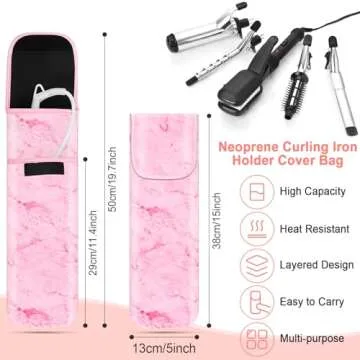 Shappy 2 Pieces Flat Iron Travel Case Heat Resistant Curling Iron Holder Cover Travel Sleeve Neopren...