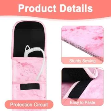 Shappy 2 Pieces Flat Iron Travel Case Heat Resistant Curling Iron Holder Cover Travel Sleeve Neoprene Straightener Holder and Silicone Hot Tools Flat Bag(Pink Marble Style)