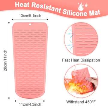 Shappy 2 Pieces Flat Iron Travel Case Heat Resistant Curling Iron Holder Cover Travel Sleeve Neoprene Straightener Holder and Silicone Hot Tools Flat Bag(Pink Marble Style)