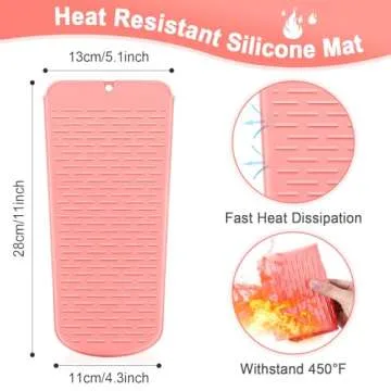 Shappy 2 Pieces Flat Iron Travel Case Heat Resistant Curling Iron Holder Cover Travel Sleeve Neoprene Straightener Holder and Silicone Hot Tools Flat Bag(Pink Marble Style)