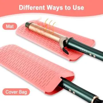 Shappy 2 Pieces Flat Iron Travel Case Heat Resistant Curling Iron Holder Cover Travel Sleeve Neoprene Straightener Holder and Silicone Hot Tools Flat Bag(Pink Marble Style)