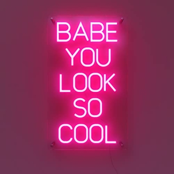 Premium American Brand | Ancient Neon “Babe You Look So Cool” Large Neon Sign | Safe Acrylic & P...