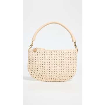 Clare V. Women's Petit Moyen Messenger, Cream Rattan, Off White, Tan, One Size