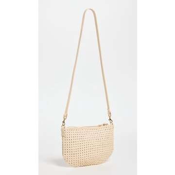 Clare V. Women's Petit Moyen Messenger, Cream Rattan, Off White, Tan, One Size