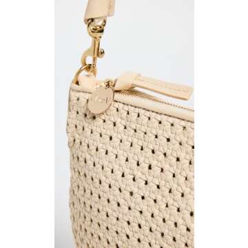 Clare V. Women's Petit Moyen Messenger, Cream Rattan, Off White, Tan, One Size