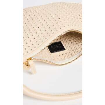 Clare V. Women's Petit Moyen Messenger, Cream Rattan, Off White, Tan, One Size