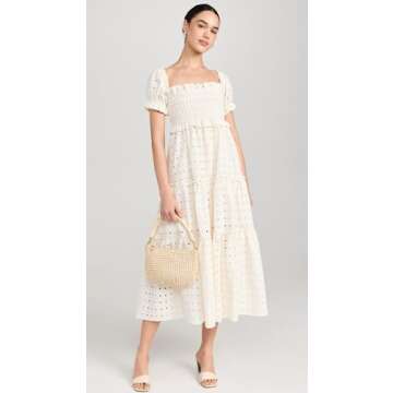 Clare V. Women's Petit Moyen Messenger, Cream Rattan, Off White, Tan, One Size