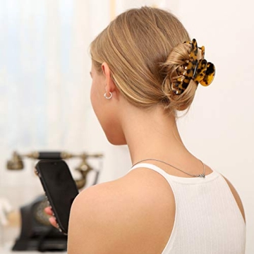 ATAZAR Hair Clips for Women Girls 3 Pack Hair Claw Clips for Thick Hair, 3.8 Inchs Nonslip Big Large Clips for Long Hair, Leopard Print Strong Hold Banana Clips Hair Accessoriess