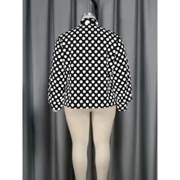 AOMEI Women's Bow Tied Neck Ruffle Trim Button Up Long Sleeve Workwear Shirts Blouse Black Polka Dot (Medium,Black)