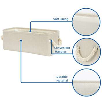 Temary Small Fabric Storage Baskets with Rope Handles
