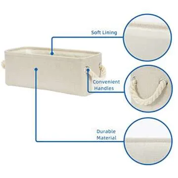 Temary Small Fabric Storage Baskets with Rope Handles