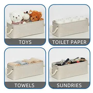 Temary Small Fabric Storage Baskets with Rope Handles