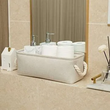 Temary Small Fabric Storage Baskets with Rope Handles