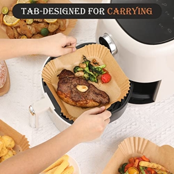 120 PCS Air Fryer Disposable Paper Liner Square, 8-inch (Fit 5-8 QT) Non-stick Parchment Paper for Air Frying, Baking, Roasting Microwave, Unbleached Oil-proof Parchment Paper