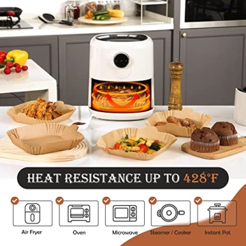 120 PCS Air Fryer Disposable Paper Liner Square, 8-inch (Fit 5-8 QT) Non-stick Parchment Paper for Air Frying, Baking, Roasting Microwave, Unbleached Oil-proof Parchment Paper