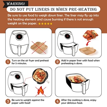 120 PCS Air Fryer Disposable Paper Liner Square, 8-inch (Fit 5-8 QT) Non-stick Parchment Paper for Air Frying, Baking, Roasting Microwave, Unbleached Oil-proof Parchment Paper