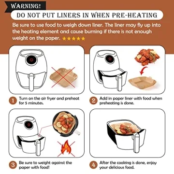 120 PCS Air Fryer Disposable Paper Liner Square, 8-inch (Fit 5-8 QT) Non-stick Parchment Paper for Air Frying, Baking, Roasting Microwave, Unbleached Oil-proof Parchment Paper