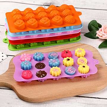 FIRETREESILVERFLOWER Flower Shape Chocolate Molds Set