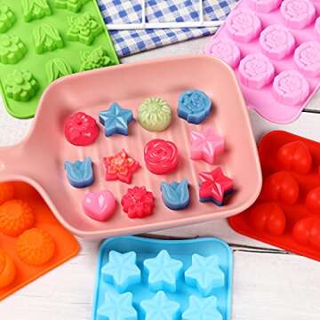 FIRETREESILVERFLOWER Flower Shape Chocolate Molds Set